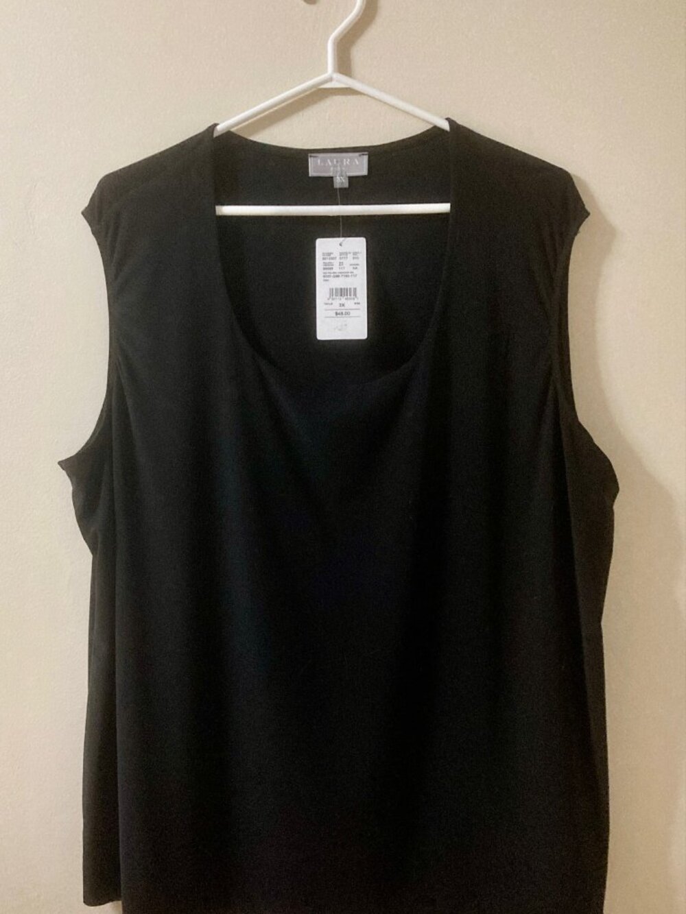 LAURA BLACK CLASSIC RELAXED FIT TANK TOP, 3X, WITH TAGS - Picture 3 of 5